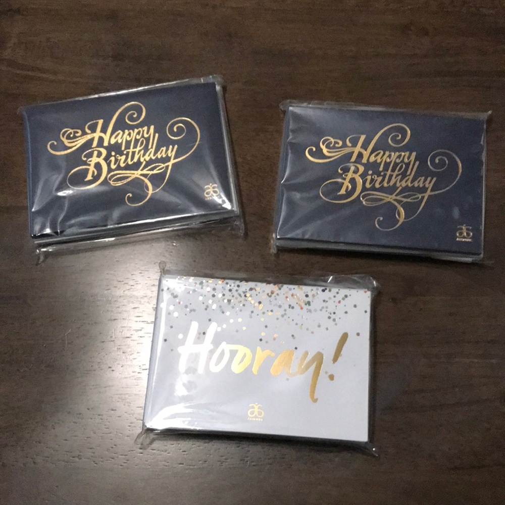 Arbonne (2) “Happy Birthday” & (1) “Hooray!” Card Sets of 10 (10 Each Pack) *NEW